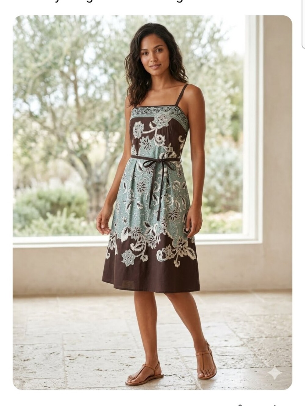 NWT R&K Originals Womens Teal/Brown Paisley Sun Dress Size 12 Lined Beachy